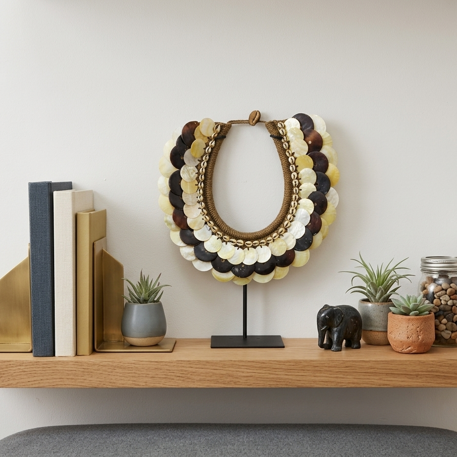 The Solstice Shell Statement Necklace on Stand