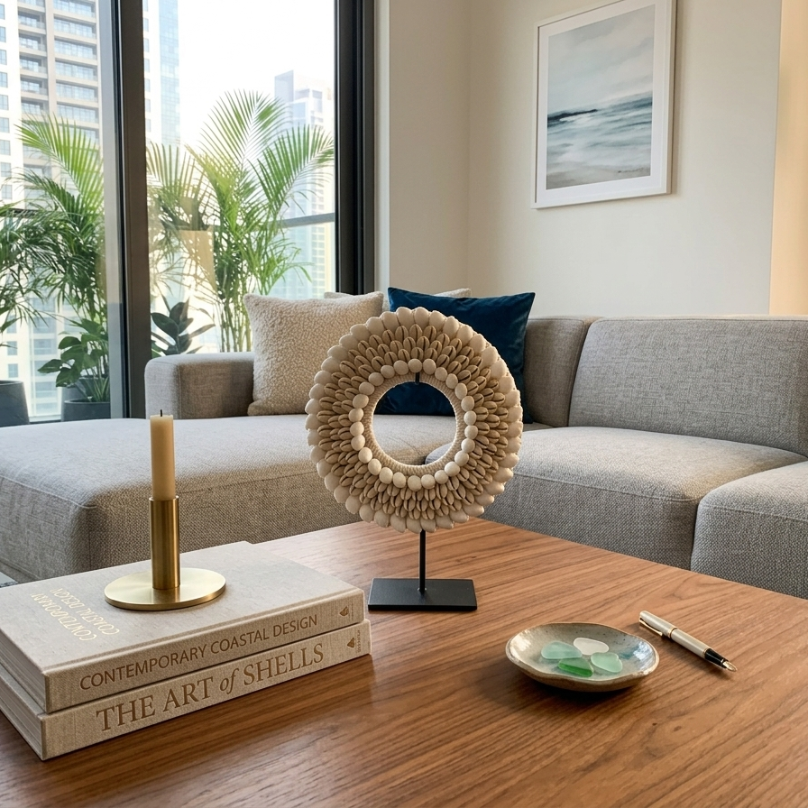 The Serene Cowrie Shell Mandala on Stand